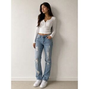 HH Women Skinny Jeans 5 Medium Blue Distressed Casual Streetwear Y2K Indie